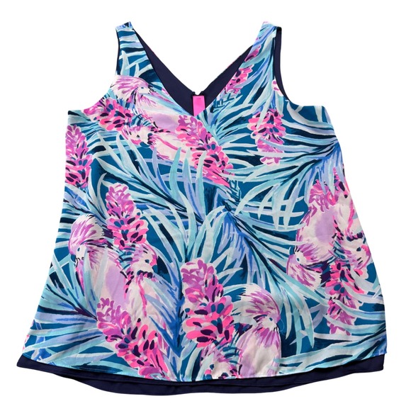 Lilly Pulitzer Tops - Lilly Pulitzer Florin Reversible Tank Top Womens Small Navy Blue Pink Excellent